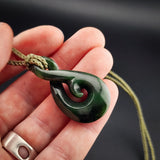 Natural Jade Koru Twist Pendant Necklace (N2246)