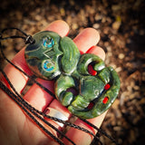 NZ Greenstone Pounamu XL Tiki Pendant Necklace (N836)