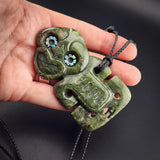 Natural Jade Side Hei Tiki Pendant Necklace (N2267)