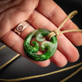 Natural Jade Triple Koru Pendant Necklace (N2263)
