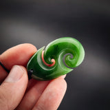 Natural Jade Double Koru Pendant Necklace (N2207)