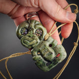 Natural Jade Side Hei Tiki Pendant Necklace (N2242)