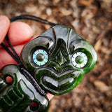 Natural Jade Side Tiki Pendant Necklace (N1113)