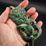 Natural Jade XL Hei Tiki Pendant Necklace (N2281)