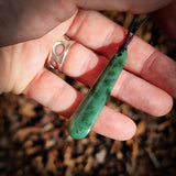 NZ Greenstone Pounamu Drop Pendant Necklace (N921)