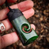 Natural Nephrite Jade Koru Toki Pendant Necklace (N1060)