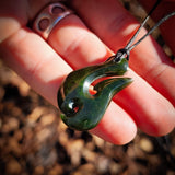 NZ Greenstone Pounamu Hook Pendant Necklace (N946)