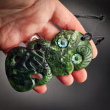 Natural Jade Hei Tiki Pendant Necklace (N2193)