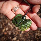 Natural Jade Hei Tiki Pendant Necklace (N2184)
