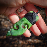 Natural Jade Double Koru Toki Pendant Necklace (N1107)