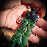NZ Greenstone Pounamu XL Toki Pendant Necklace (N806)