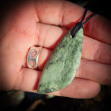 NZ Greenstone Pounamu Free Form Pendant Necklace (N486)