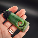 Natural Jade Koru Toki Pendant Necklace (N2306)