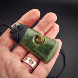 Natural Jade Side Koru Toki Pendant Necklace (N2251)