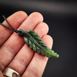Natural Jade Fern Pendant Necklace (N2258)
