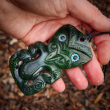 Natural Jade XL Tiki Pendant Necklace (N1140)