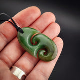 Natural Jade Double Koru Pendant Necklace (N2225)