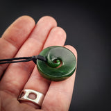 Natural NZ Jade Inward Koru Jube Pendant Necklace (N2274)