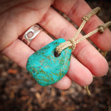 Genuine Arizona Turquoise Freeform Pendant Necklace (N1164)