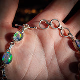 Solid 925 Sterling Silver & Natural Opal Handmade Chain Bracelet