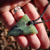 NZ Greenstone Pounamu Triangle Pendant Necklace (N1086)