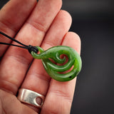 Natural Jade Koru Twist Pendant Necklaces (N2313)