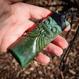 Natural Jade XL Tiki Toki Pendant Necklace (N1145)