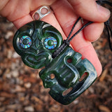 Natural Jade Side Tiki Pendant Necklace (N1103)