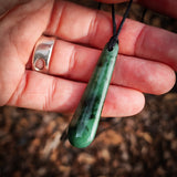 NZ Greenstone Pounamu Drop Pendant Necklace (N979)
