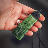 Natural Jade Etched Toki Pendant Necklace (N2158)