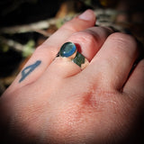 (T) 925 Sterling Silver & Natural Aquamarine Oval Handmade Ring