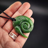Natural Jade Kiwi Koru Pendant Necklace (N2303)