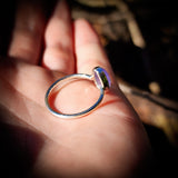 (R) Solid 925 Sterling Silver & Natural Tanzanite Irregular Shaped Handmade Ring