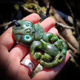 NZ Greenstone / Pounamu Tiki Pendant Necklace (N699)