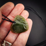 Natural NZ Jade Engraved Heart Pendant Necklace (N2278)