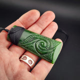 Natural Jade Etched Toki Pendant Necklace (N2300)