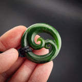 Natural Jade Double Koru Pendant Necklace (N2211)