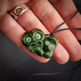 Natural Jade Small Hei Tiki Pendant Necklace (N2259)