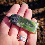 NZ Greenstone Pounamu Toki Pendant Necklace (N908)