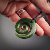 Natural Jade Koru Pendant Necklace (N2191)