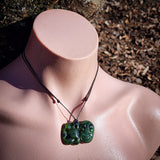 Natural Jade Hei Tiki Pendant Necklace (N1202)
