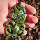 NZ Greenstone Pounamu Hei Tiki Pendant Necklace (N965)