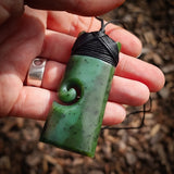 Natural Jade Koru Toki Pendant Necklace (N1147)
