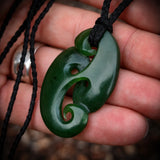 NZ Greenstone / Pounamu Double Koru Pendant Necklace (N676)