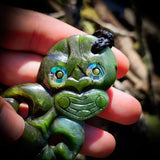 NZ Greenstone / Pounamu Tiki Pendant Necklace (N699)