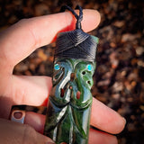 NZ Greenstone Pounamu XL Mania Toki Pendant Necklace (N1031)
