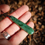 NZ Greenstone Pounamu Drop Pendant Necklace (N921)