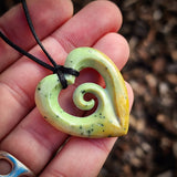 Natural Jade Koru Heart Pendant Necklace (N1111)
