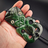 Natural Jade XL Hei Tiki Pendant Necklace (N2249)