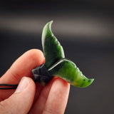 Natural Jade Whale Tail Pendant Necklace (N2254)